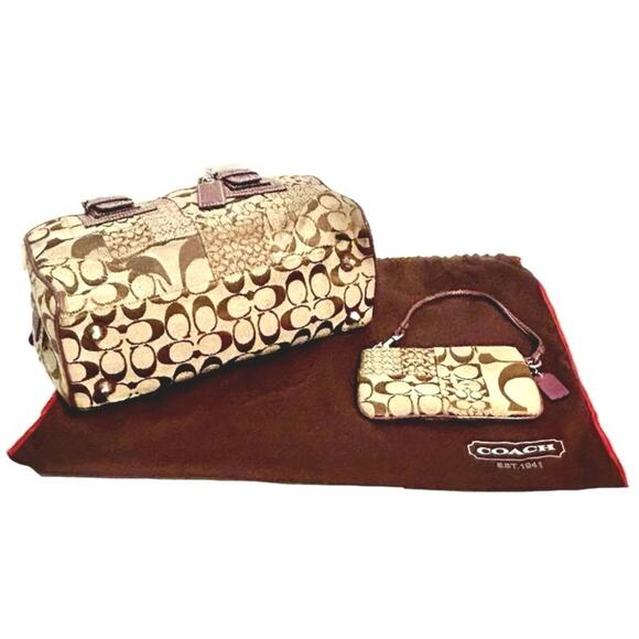 Coach Soho Signature Patchwork Shoulder Bag & Wristlet Set - Picture 4 of 8